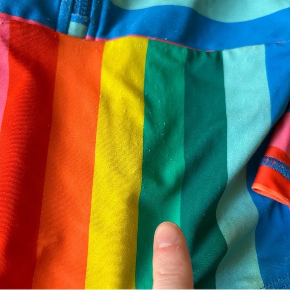 Hanna Andersson Multicolor Striped Kids Rashguard One Piece Sun Protection Zip - Picture 3 of 9